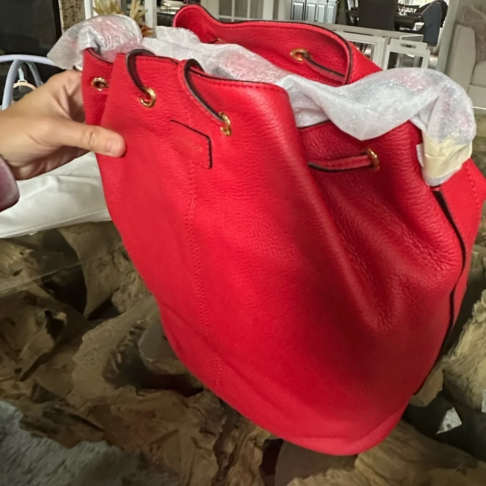NWT Alexander McQueen Padlock Skull Bucket Bag Red Leather Sealed Hardware